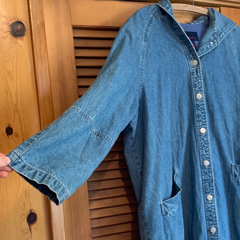 Vintage Denim Hooded trench Jacket 100% cotton - Picture 4 of 6